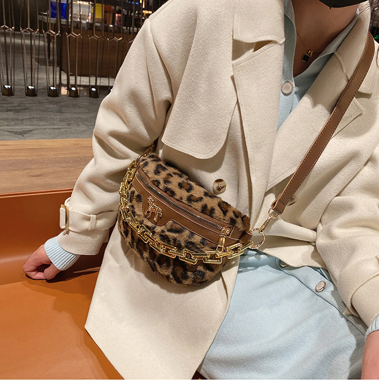 Plush Lambs Wool Fluffy Fur Women's Wait Bag Small Fashion Fabric Winter Female Bag Designer Handbags