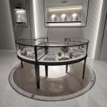 Round Curved Jewelry Display Cabinet Oval jewellery glass counter Custom
