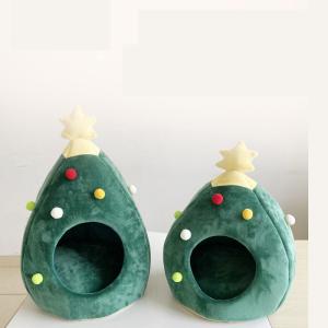 Wholesale Hot sell luxury pet bed pp cotton oxford bottom green cat house christmas High quality from china suppliers