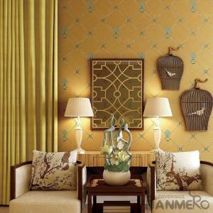 Wholesale New Arrival Yellow 0.53*10M Suede Wallpaper Germetric Pattern Elegant Home Decoration from china suppliers