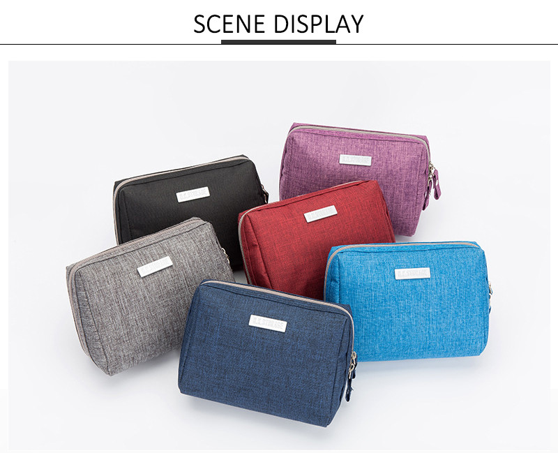 Women Foldable Blank Polyester Cosmetic Bag With Zipper