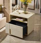 Matted Leather Modern Bedside Tables White Solid Wood Nightstand