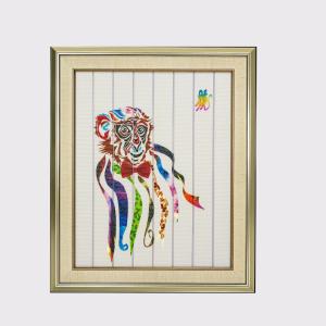 Wholesale Chinese Zodiac Framed Art Twelve Animals Monkey Home Decor Ribbon Painting Decorative Wall Hangings Ready to Hang from china suppliers