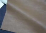 Embossed Brown Faux Leather Fabric , Faux Leatherette Fabric Abrasion Resistant