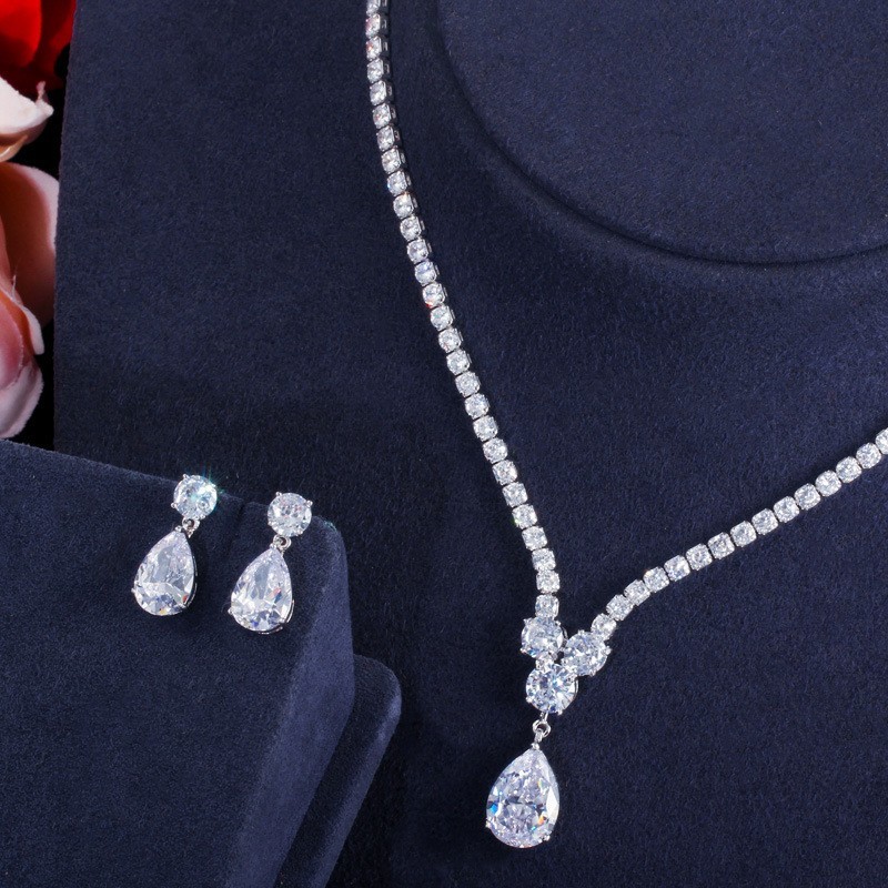 CZ Stones Jewelry Sets Necklace Bracele Earring Ring Jewelry Sets For Women Earrings Necklace Wedding Jewelry Sets