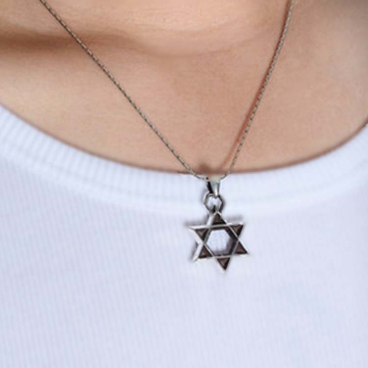 Sterling Silver Wheat Chain Men's Necklace with Silver Star of David Pendant(N6030804)