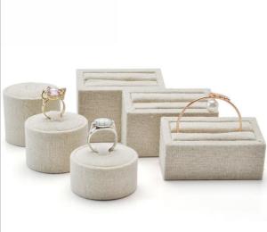 Wholesale MDF Wrapped Linen Ring And Bracelet Holder , Velvet Ring Stand Shop Exhibition from china suppliers