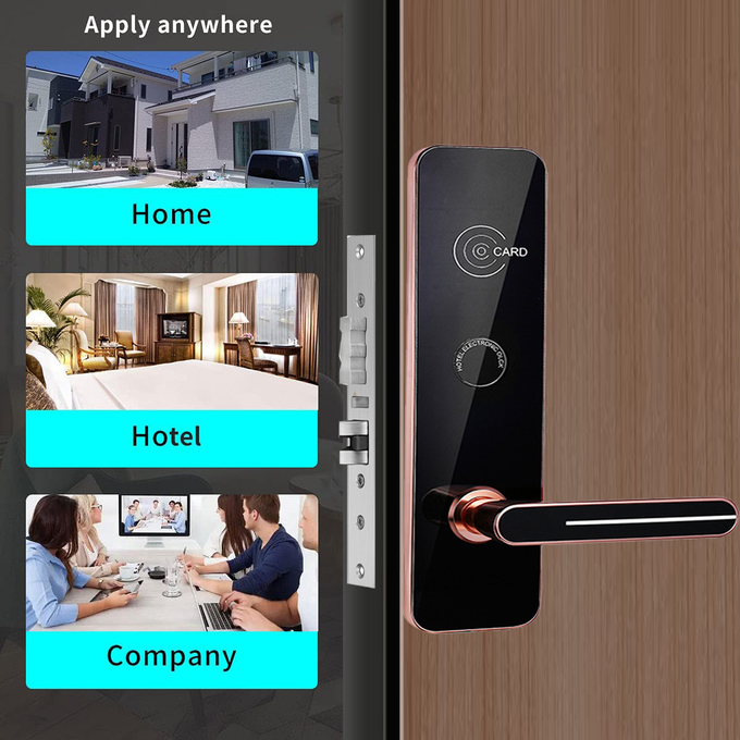 Black Color RFID Key Card Hotel Smart Door Locks with Free Hotel Management Software