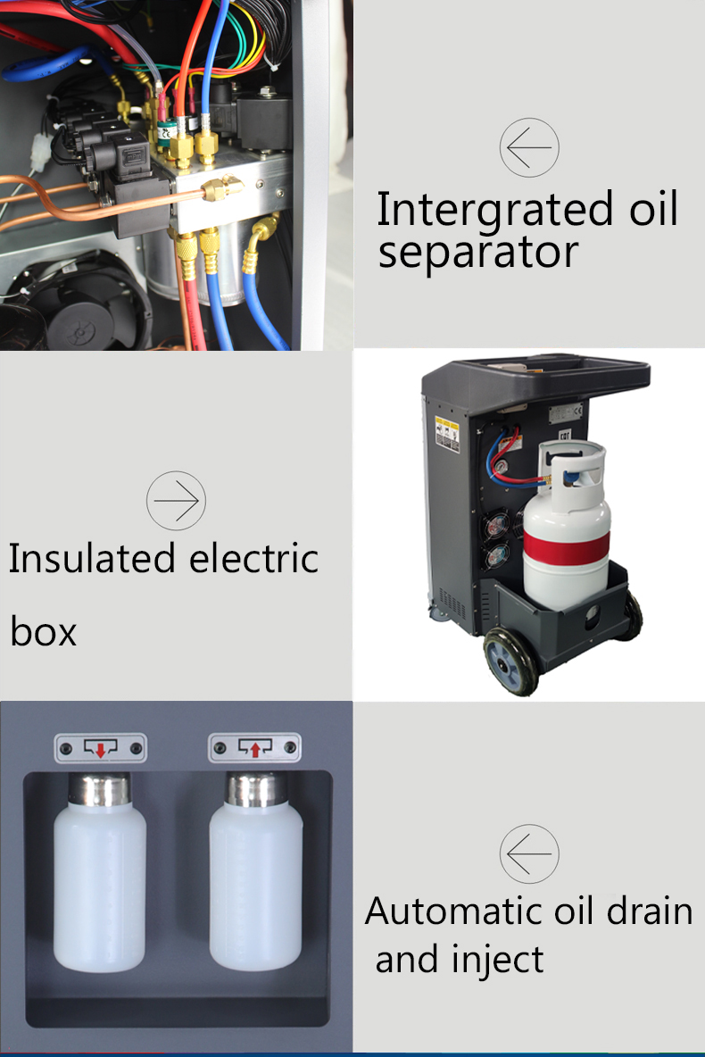 Aircon Refrigerant Gas Recovery Freon Recycling Machine For AC Management