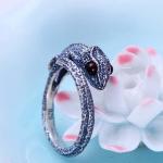 Womens and Mens Chameleon Retro Sterling Silver Ring(XH056032WRED)