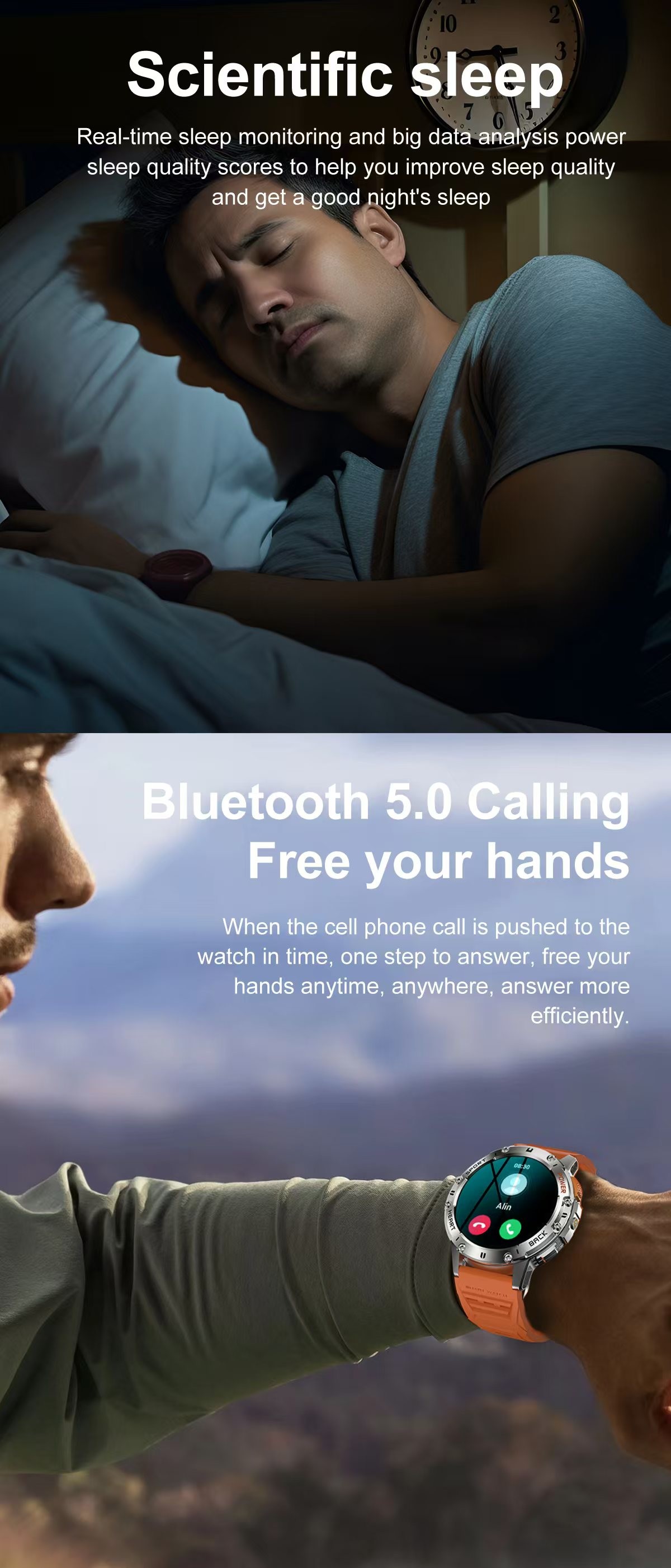 K65 Outdoor Sport Smart Watch With 1.43inch Amoled Screen Flashlight For Android IOS