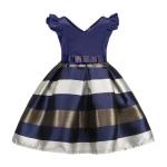 Children'S Dress Clothing Summer Flying Sleeve Striped Girls' Dresses 2-12