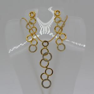 Wholesale luxury Simple Trendy Jewelry Set Rhinestone Necklace pendant Earrings 18K Real Gold Plated from china suppliers