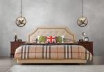 American style Good quality Gery Fabric Upholstered Headboard Queen Bed Leisure