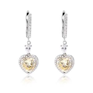 Wholesale OEM Love Heart Diamond Earrings 925 Sterling Silver Love Heart Earrings from china suppliers