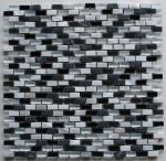Recycled Black And White Glass Floor Mosaic Tile For Bathroom Remodeling