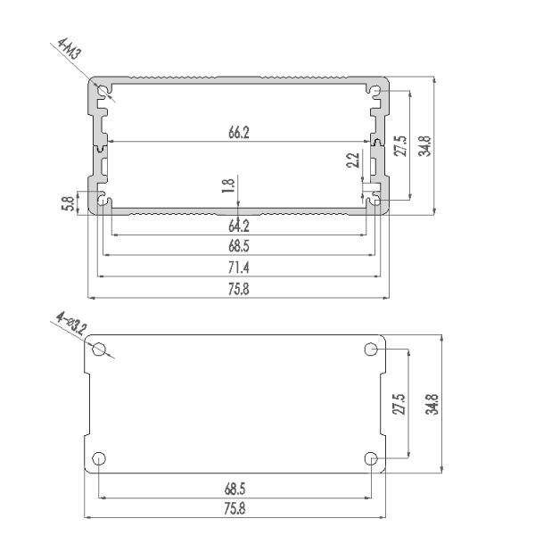 76*35*100mm Anodizing White Extruded Aluminum Case