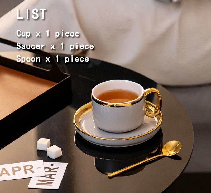 Ceramic Cappuccino Tea Cups Saucers Set With Spoon In Chaozhou Porcelain