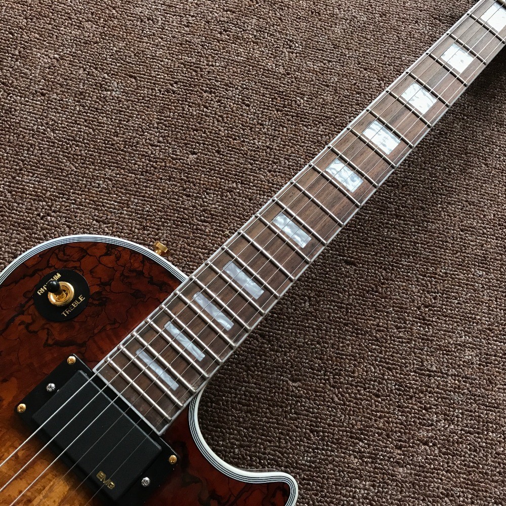 New custom Electric guitar Hot Selling Map transparent brown Custom Electric Guitar 6 Strings Guitars
