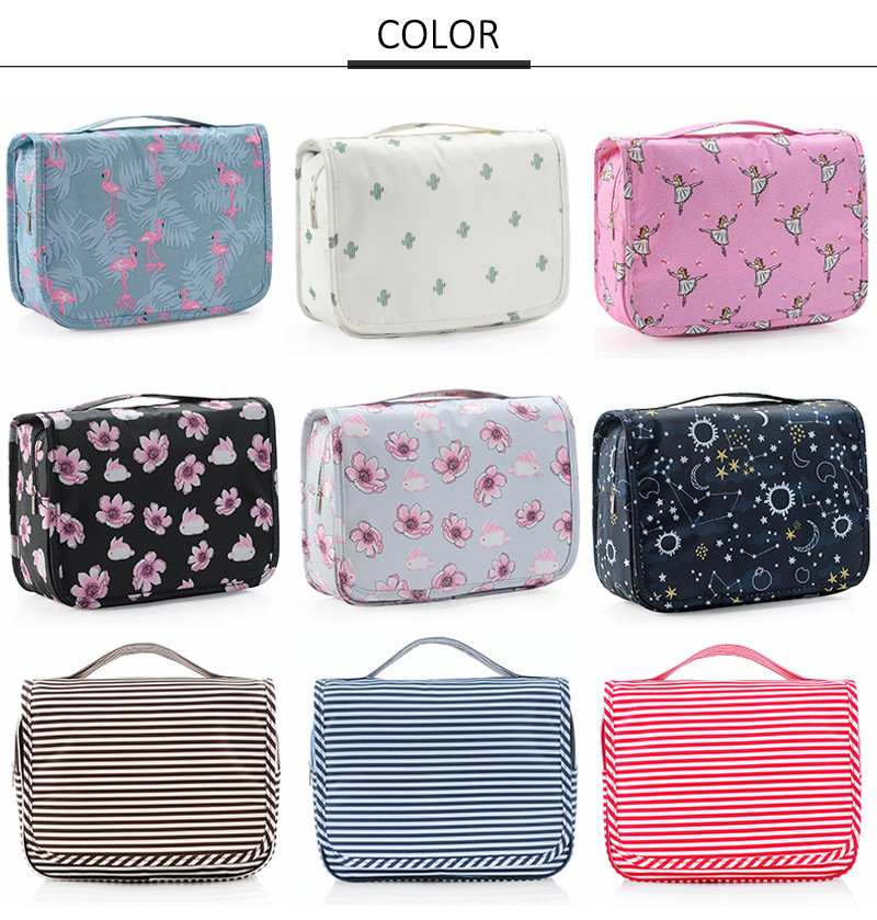 Hanging Large Capacity Digital Printed Folding Makup Organizer Bag