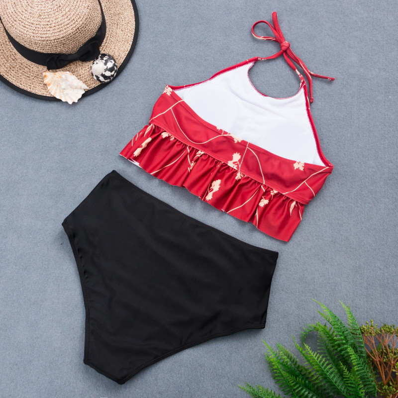 Tiered Layer Tie a Knot Front Top With Low waist Bikini swimsuit high cut