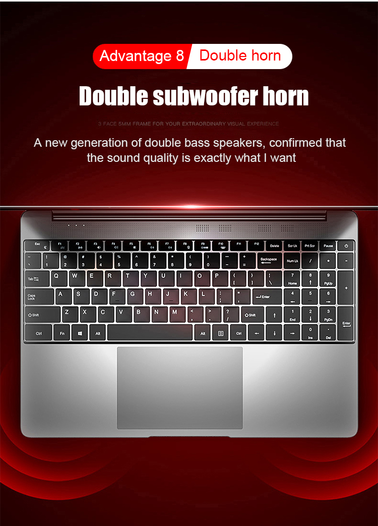 1.80GHz Ultra Thin Laptop Computer 15.6 Inch 8G RAM 128GB SSD Intel Quad Core Processor