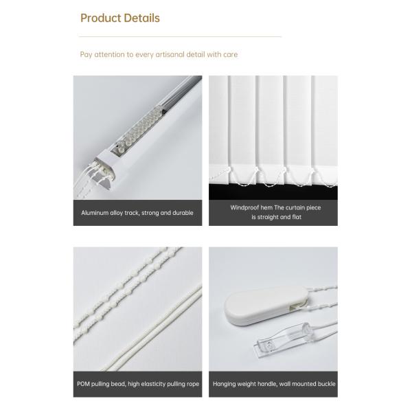 89mm Blackout Window Vertical Blinds Fabric Polyester Material For Hotel