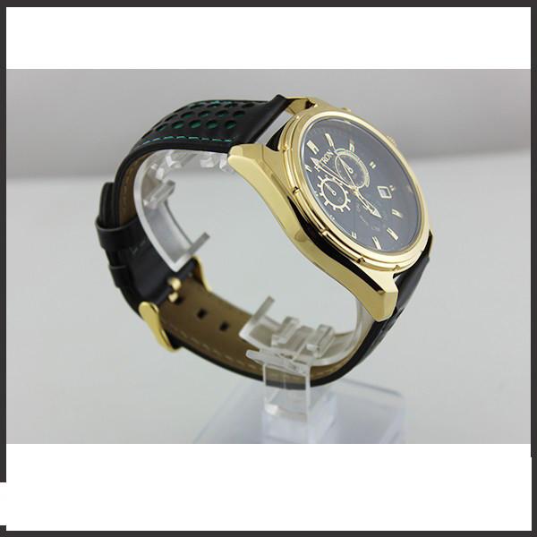 Durable Big Dial Mens Leather Belt Watches For Sports Auto Date Mineral Glass