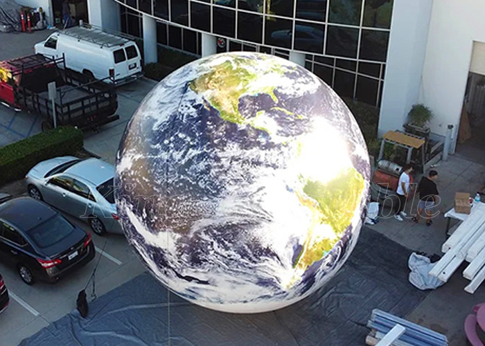 Giant Advertising Inflatables Word Globe Earth Map Ball LED Hanging Planets