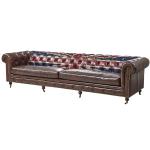 Hand Crafted Chesterfield Leather Sofa Union Jack Flag Printed