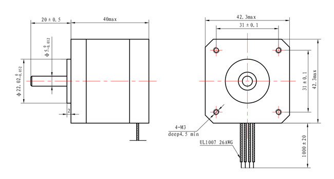 【42SHD4261】1.68A NEMA 17 Stepper Motor 40mm body Micro Motor 450mN.m for Home Intelligence