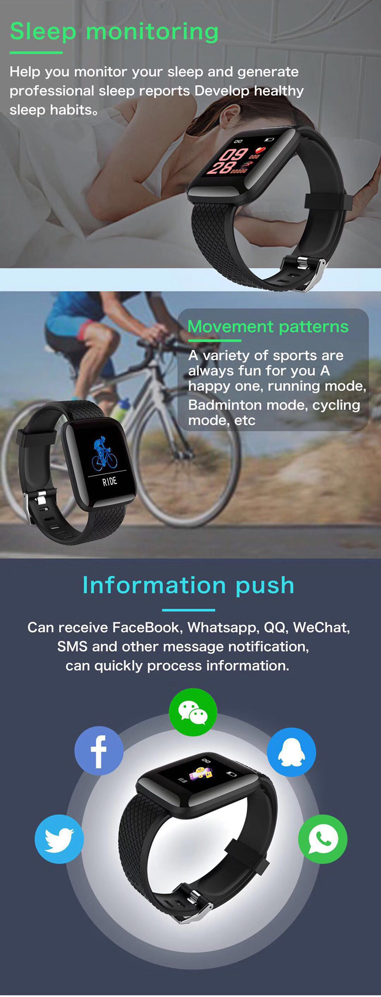 116 Plus Smart Watch Sports Bracelet Best Design Software Hardware Smartwatch