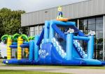 Giant Crazy Inflatable Obstacle Race Blue Color For Kids And Adults