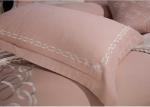 Pink Modern Design Duvet Covers , Embroidered 4 Pcs Geometric Duvet Cover