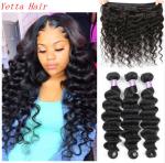 Peruvian Human Virgin Hair Loose Deep Wave 1b Natural Color No Chemical