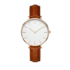 Wholesale High End Ladies Watches Leather Strap Big Face PVD Coating Color from china suppliers