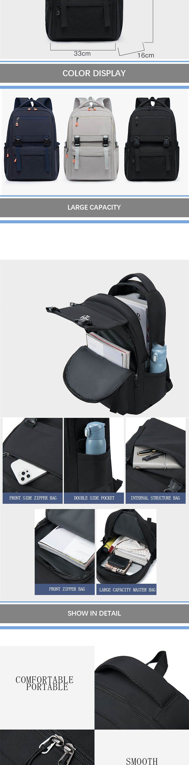 Unisex Laptop Backpacks For Business Travel USB Charging Customizable Pattern