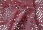 Red PU Punched Leather Fabric Sun Flower Design For Ladies Bags Shoes