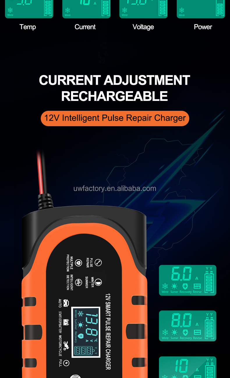 12V 20A Smart Car Battery Charger for Fast Charging Lead Acid Batteries in Cars and Vehicles