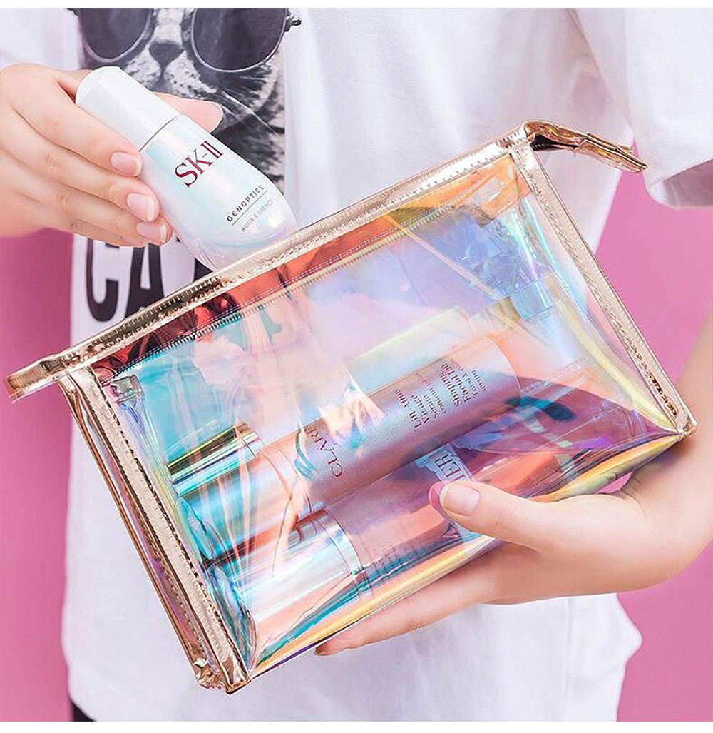 Holographic PVC Travel Makeup Organizer For Girl