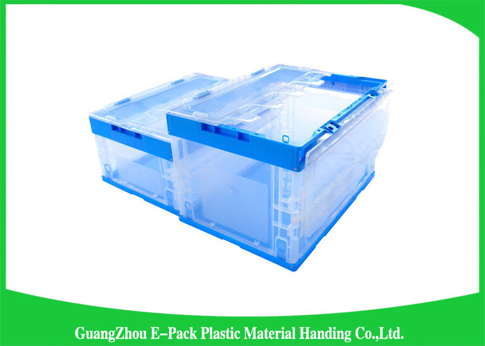Big Capacity Collapsible Plastic Storage Bins , Folding Storage Crates Space Saving