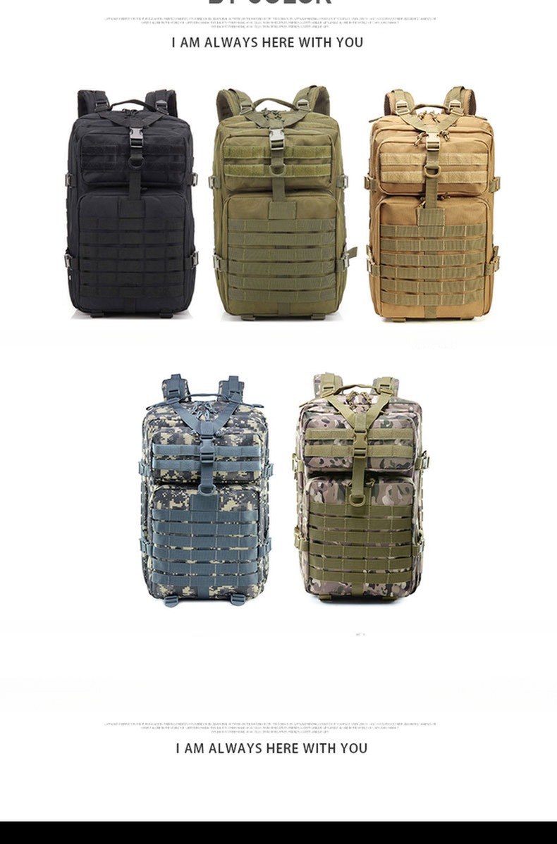 45L Backpack Large Capacity MOLLE System and Soft Handle for Outdoor Adventure Package