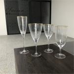 Gold Edge Clear Wine Champagne Water Glasses Party Personalised Wedding