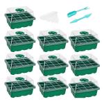 Green Plant Seed Starting Trays With Dome 12 Holes Reusable Durable For