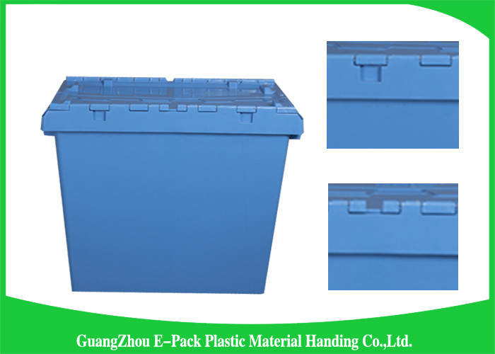 Nesting Logistic Heavy Duty Storage Boxes , Plastic Storage Bins With Hinged Lids