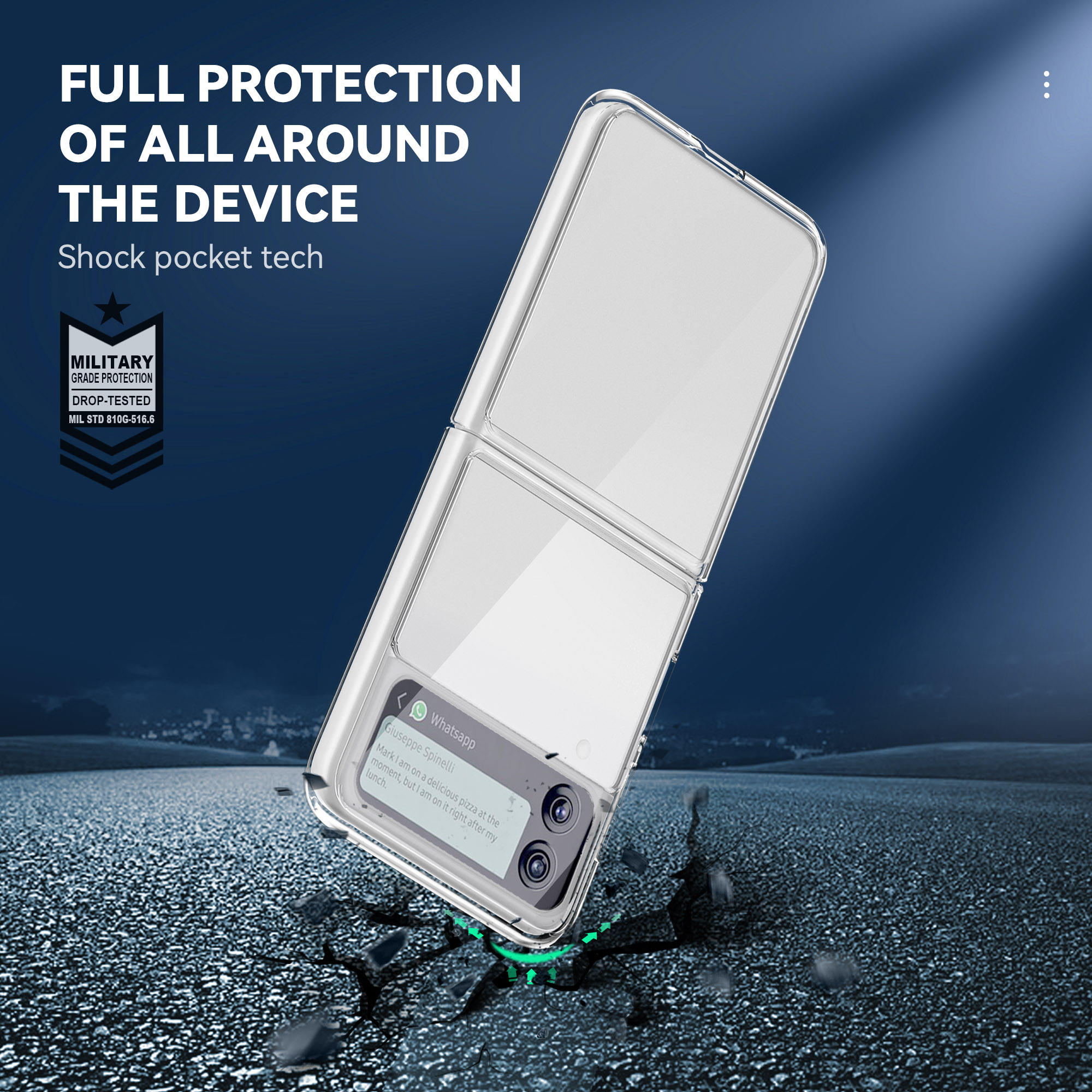 Wireless Charge Supported Customize Phone Cover For Samsung Galaxy Z Flip 3 Transparent Cover