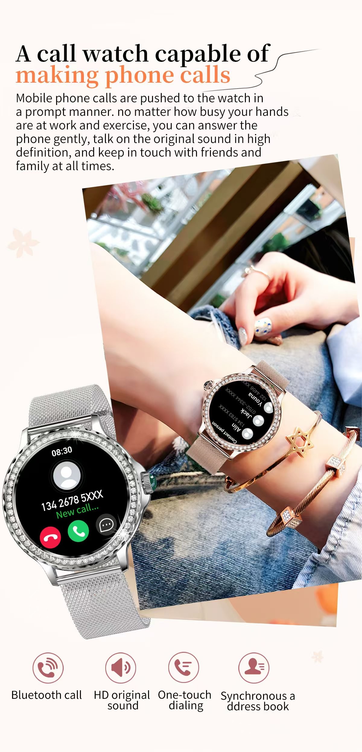 NX19 Waterproof Smart Watch Fitness Tracker 1.3 Inch Round Smartwatch For Ladies