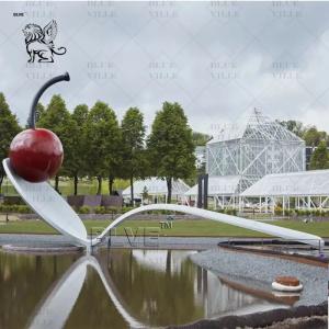 Wholesale Stainless Steel Spoon Sculptures Art Metal Landscaping Cherry Statue Large Size Outdoor Square Decorative from china suppliers