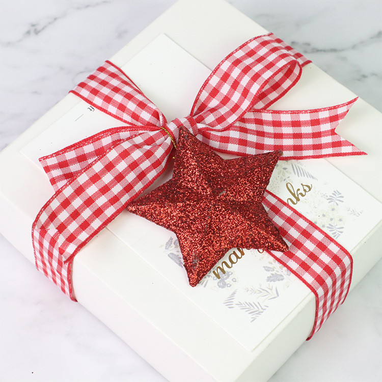 Polyester Plaid Lattice Ribbon For Bow Making And Gift Packing