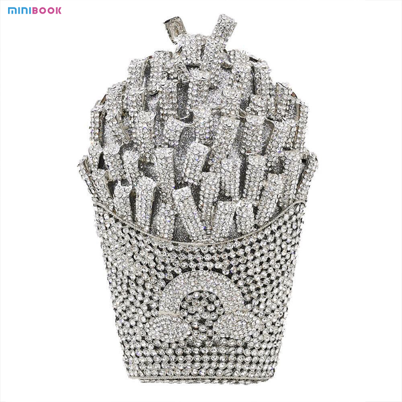 Metal Rhinestone Chains Purse Glitter Fancy Bag for Women Party Clutch Evening Bags